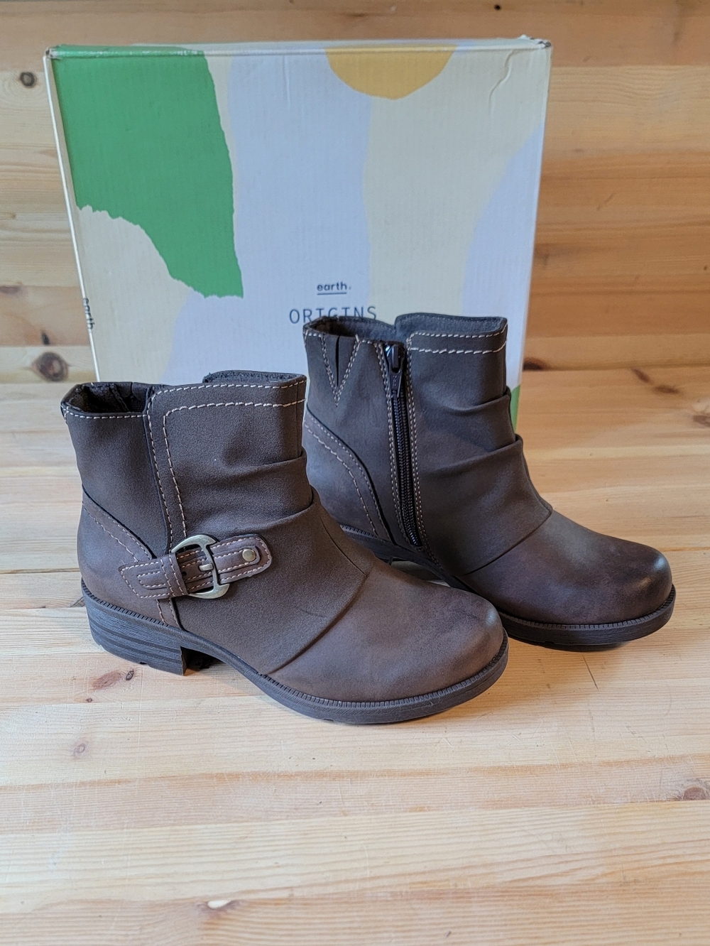 Earth Origins Randi Rona Brown Ankle Boots with Buckle Size 7